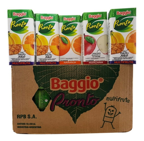 Imagen 1 de 5 de Jugo Baggio 200ml (pack X 18un) - Barata La Golosineria