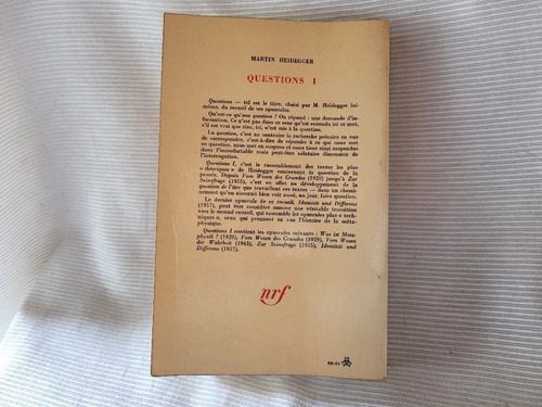 Questions 1 Martin Heidegger Gallimard