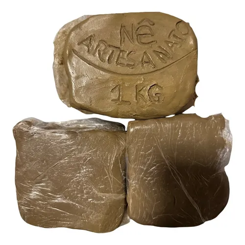 comprar 3kg Argila Natural Modelar Artesanato Escultura Escolar Vaso Cor Bege