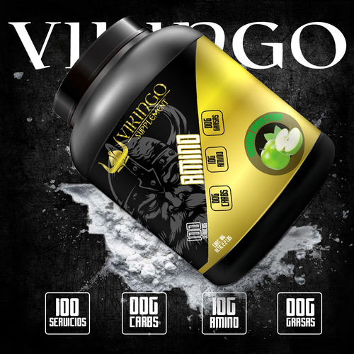 Aminoácidos En Polvo Vikingo 1 Kg Varios Sabores 100 Servis Manzana