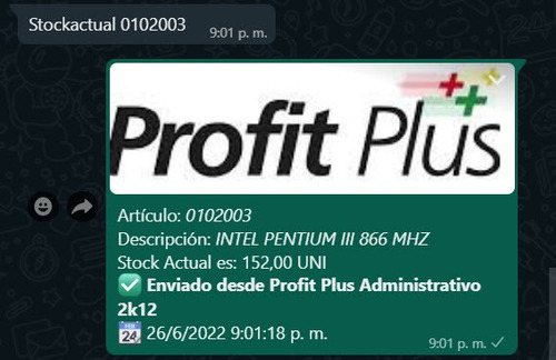 Imagen 2 de 3 de Integración De Whatsapp Con Profit Plus 2k8 Y 2k12