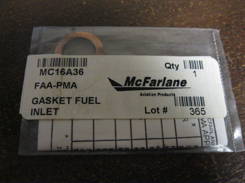 New Gasket By Mcfarlane P/n 16-a36 Mc16a36 Fuel Inlet Ddv