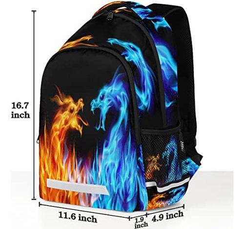 Mochila Escolar Flame Dragon Para Niños, Niñas, Adolescentes
