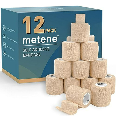 Venda Adhesiva Metene 12 Pack, Cinta Deportiva 2  X 5 Yds, T