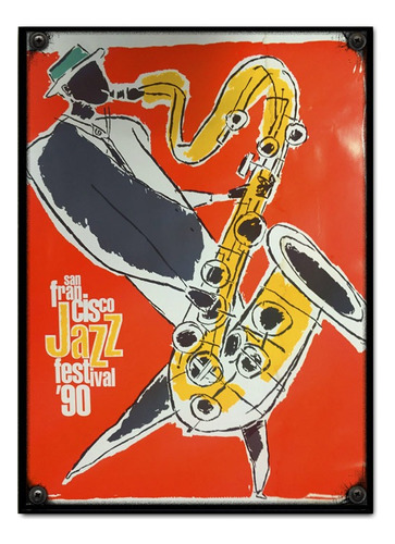 #549 - Cuadro Vintage 21 X 29 Cm / Poster Jazz Saxo Música 