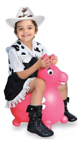 Cavalinho Líder Upa Upa Inflável Infantil Pula Pula Cor Rosa