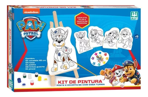 Kit De Pintura Didatico Infantil Patrulha Canina Com 4telas