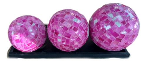 Set De Esferas Rosa Vitromosaico Artesanía Mexicana