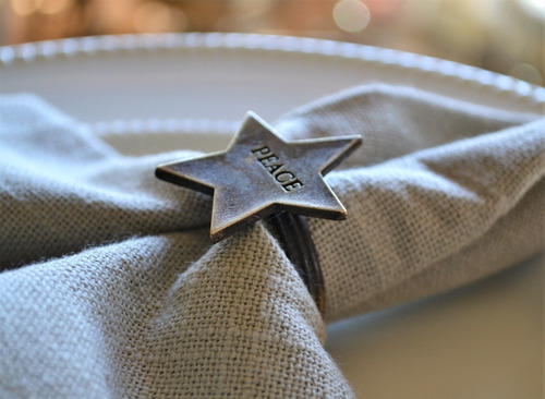 Imagen 6 de 6 de 6x Anillos Servilleteros Estrellas Bronce Premium