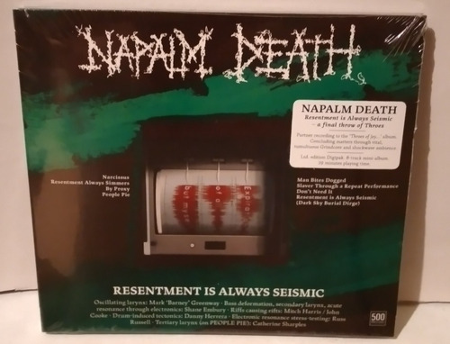 Napalm Death Resentment Is Always Seismic Cd Digipack