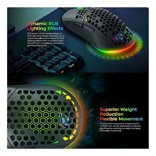 Mouse Gamer Havit Ms1036 Rgb Programable 7200 Dpi Negro