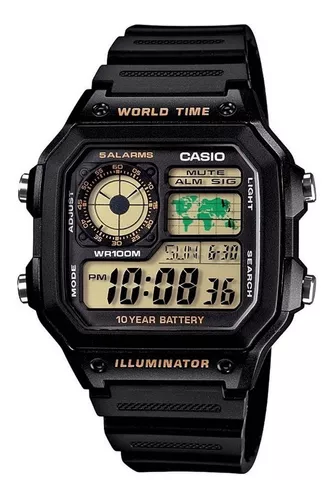 Reloj pulsera Casio Vintage 159wa de cuerpo color plateado, digital, fondo  negro, con correa de acero inoxidable
