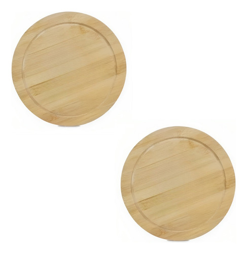 Set X 2 Plato Playo Grande De Madera Bambu Tabla Asado 25cm 