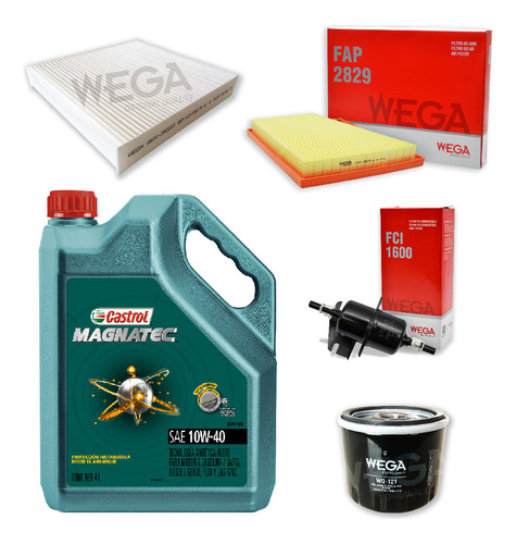 Kit 4 Filtros + 4l Aceite Castrol 10w40 Fiat Argo/cronos