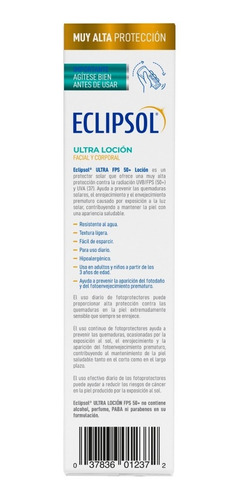 Ultra Loción Facial, Corporal, Eclipsol 125 Gramos