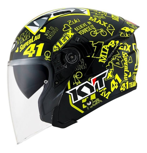 Capacete Aberto Kyt Nf-j Aleix Espargaro 2020 Amarelo Rosa