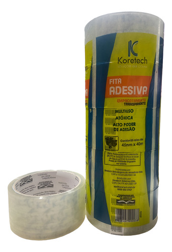 Durex Largo Fita Adesiva Transparente Rolo C-5un 45mmx40m