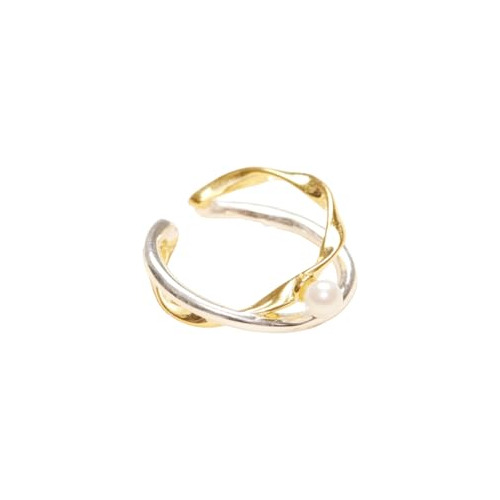 Anillo Cruzado De Dos Tonos Chapado En Oro 18k