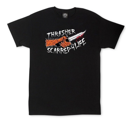 Polera Thrasher Skate Scarred Black | Laminates