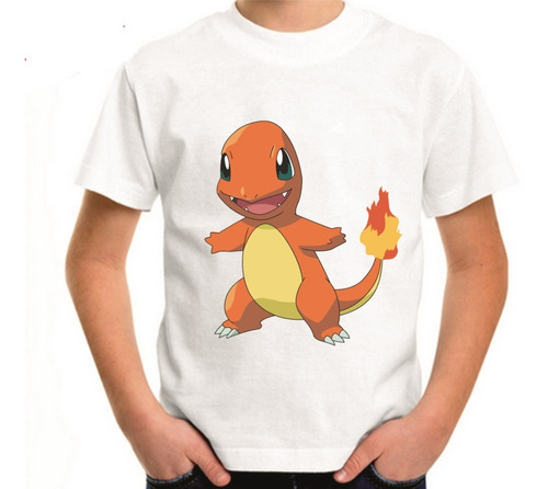 Camiseta Infantil Pokemon Charmander Anime Desenho #7