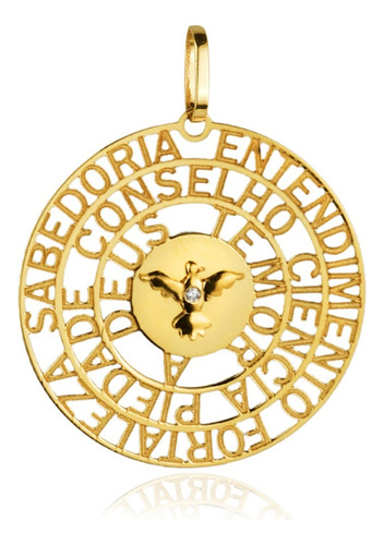 Pingente Mandala Divino Em Ouro 18k Com Diamante 22mm