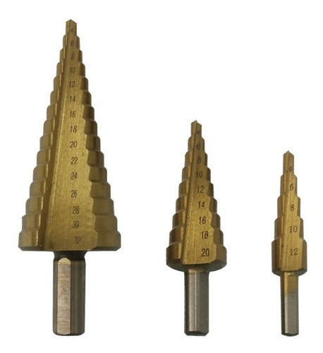 Set Kit Mecha Escalonada Conica Titanio Taladro Metal Barovo