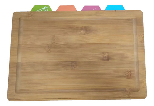 Set 5 Tablas Para Picar Bambu Y Plástico 34x24x2cm Ad-03 Color Marrón