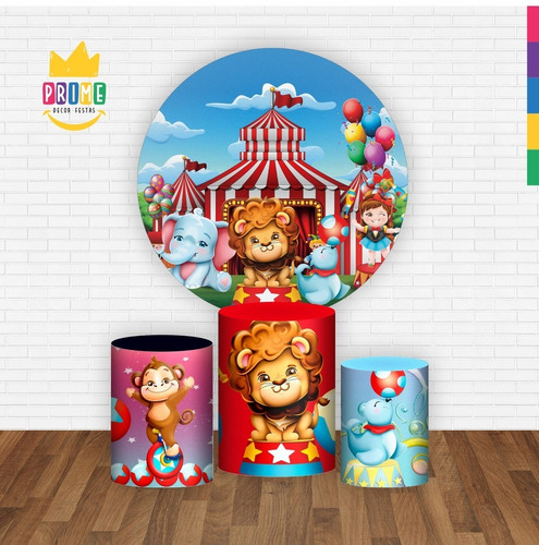 Trio Capa Cilindro + Painel Redondo Circo Cut Veste Fácil