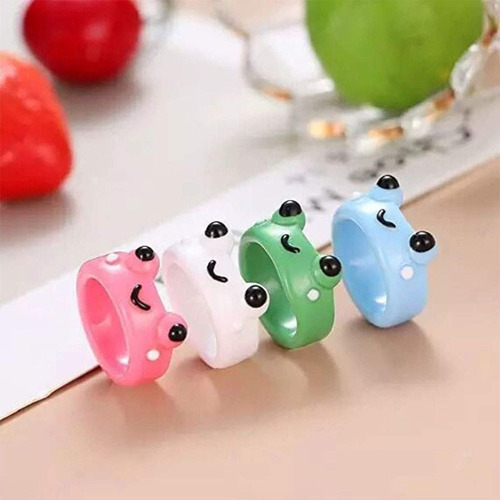 Set Candy Crystal Face Animal De Dibujos Anillos De Rana