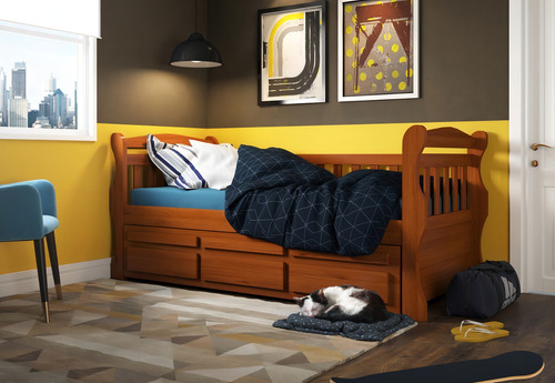 Cama nido doble Móveis Saraiva Bicama mk 3 gavetas 1 plaza color marrón r fabricada en madera