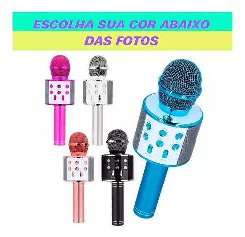 Microfone Bluetooth Sem Fio r Karaoke Reporter Cores Com