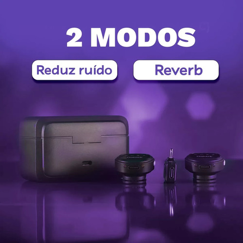 Kit Microfone Lapela Redondo Imã Sem Fio Anti Ruído Duplo