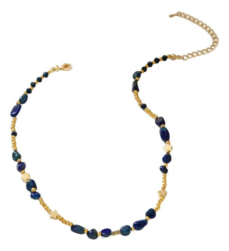 Collar De Cadena De Cuentas Chapado En Oro