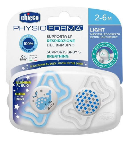 Chupete Ultra Liviano Physio Light De 2 A 6m Pack X2 Chicco