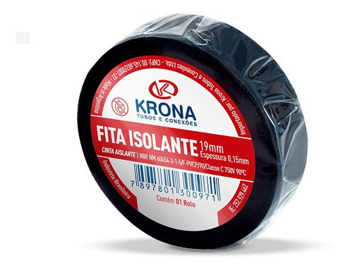 Fita Isolante Preta 19mm X 05m Com 10 Unidades Krona