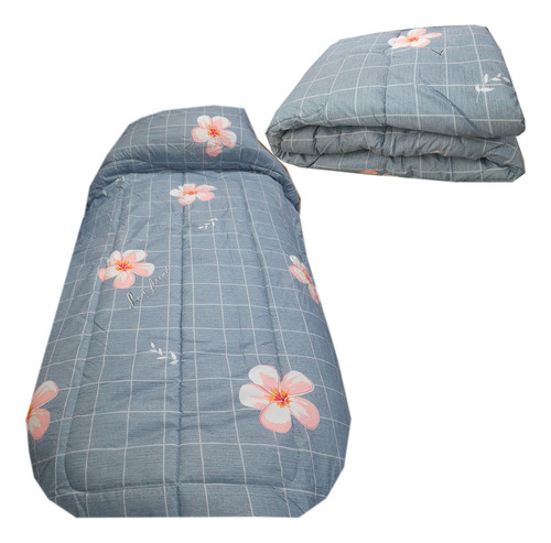 Acolchado Trapoven del Uruguay King + 2 Almohadas De Color Estampado Diseño De La Tela Hibisco