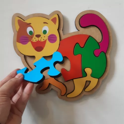 Quebra Cabeça Infantil De Madeira Gatinho - Bebe Brinquedo