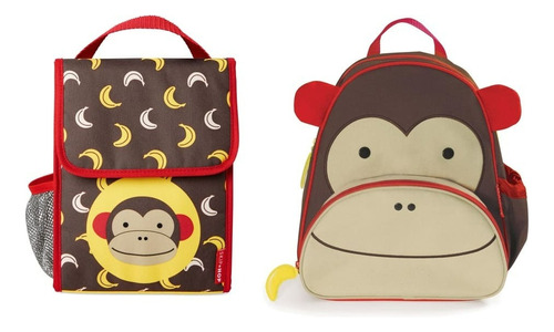 Combo Mochila E Lancheira Térmica Skip Hop Zoo Macaco