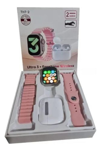 Reloj Inteligente Smartwatch Ultra3 Color Rosa + Auriculares