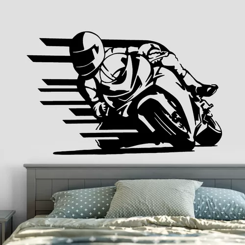 Adesivo de Parede 87x100cm - Moto E Motociclista Sombra Auto em Promoção na  Americanas