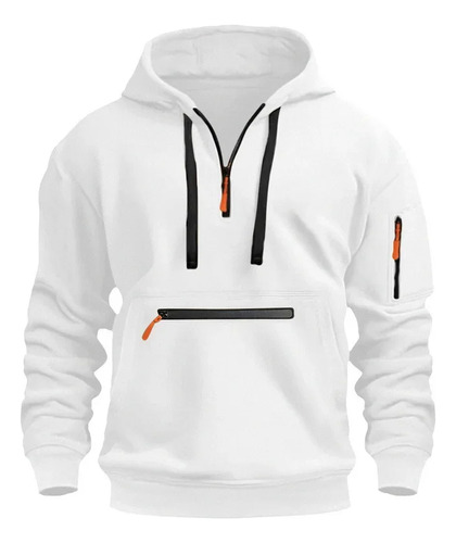 Sudadera Con Capucha Con Cremallera Y Bolsillos