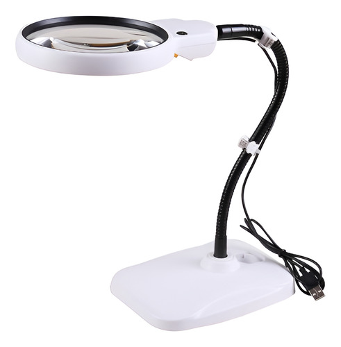 Lupa Base Luz 3 Led Brazo Flexible Escritorio Mesa Ajustable