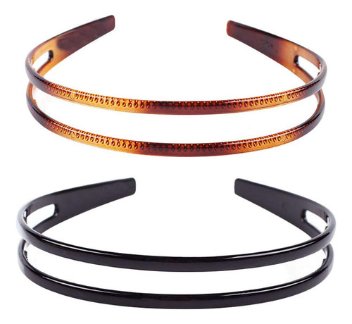 2 Diademas De Plástico De Doble Capa Simple Y A La Moda Con