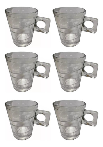 Taza Pocillo De Café Té Set X6 De Vidrio