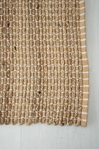 Alfombra De Yute Y Algodon India 70x120 Trenzada Decorativa