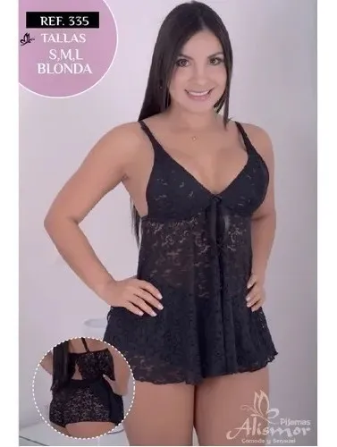 Babydoll Sensual En Blonda Ref 335 Panty Sexy Incluido