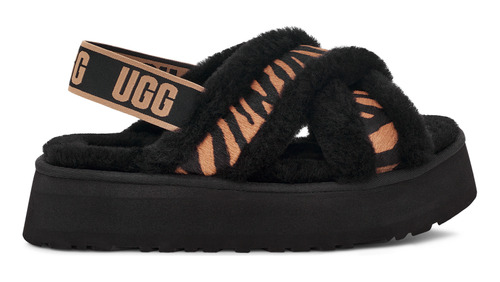 Pantuflas Ugg Disco Cross Slide Tiger Print W Black Mujer