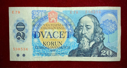 Billete 20 Korun Checoslovaquia 1988 Pick 95 A