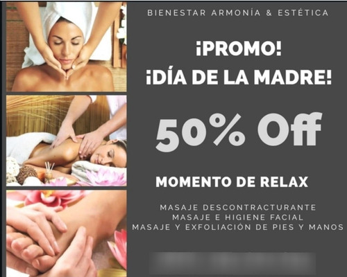 ¡promo Día Da La Madre! 50% Off. ¡día De Spa! 