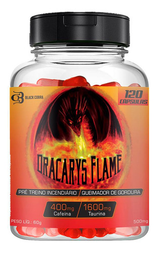 Dracarys Flame 120 Cápsulas 1600mg Taurina Pré Treino